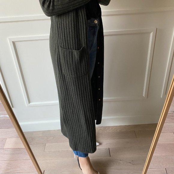 INTERMIX Ribbed Duster Cardigan Sweater - Green - Picture 12 of 15